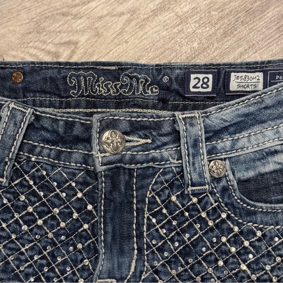 NEW MISS ME - Studded Bling Full Rhinestone Stretch Shorts Size 28 - NWOT - Picture 7 of 11